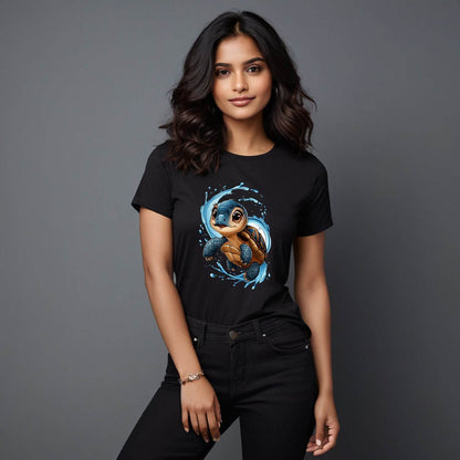 Funny Little Turtle - Unisex Round Neck Regular Fit 100% Combed Cotton Half Sleeve T-Shirt - Mojilo Mart