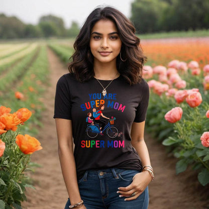 YOU ARE SUPER MOM Desing - Unisex Round Neck Regular Fit 100% Combed Cotton Half Sleeve T-Shirt - Mojilo Mart
