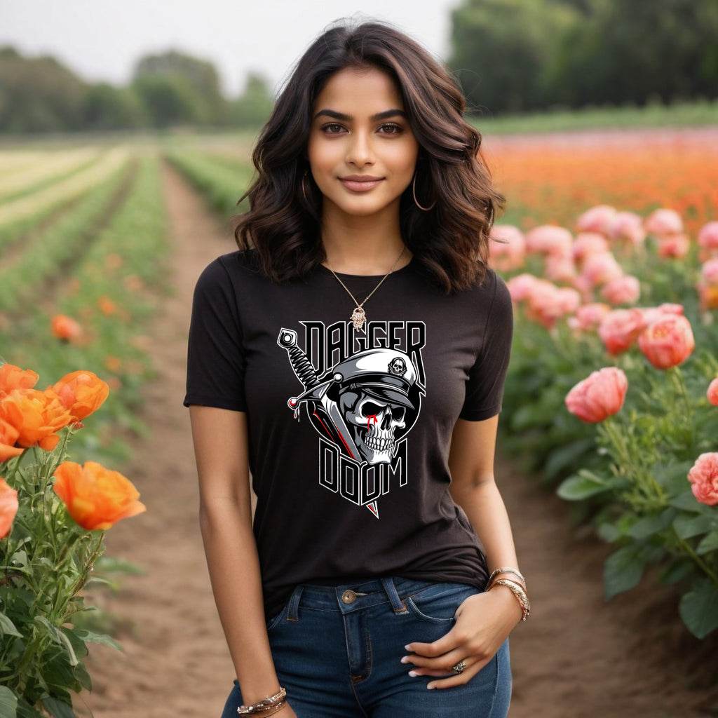 DAGGER DOOM - Unisex Round Neck Regular Fit 100% Combed Cotton Half Sleeve T-Shirt - Mojilo Mart