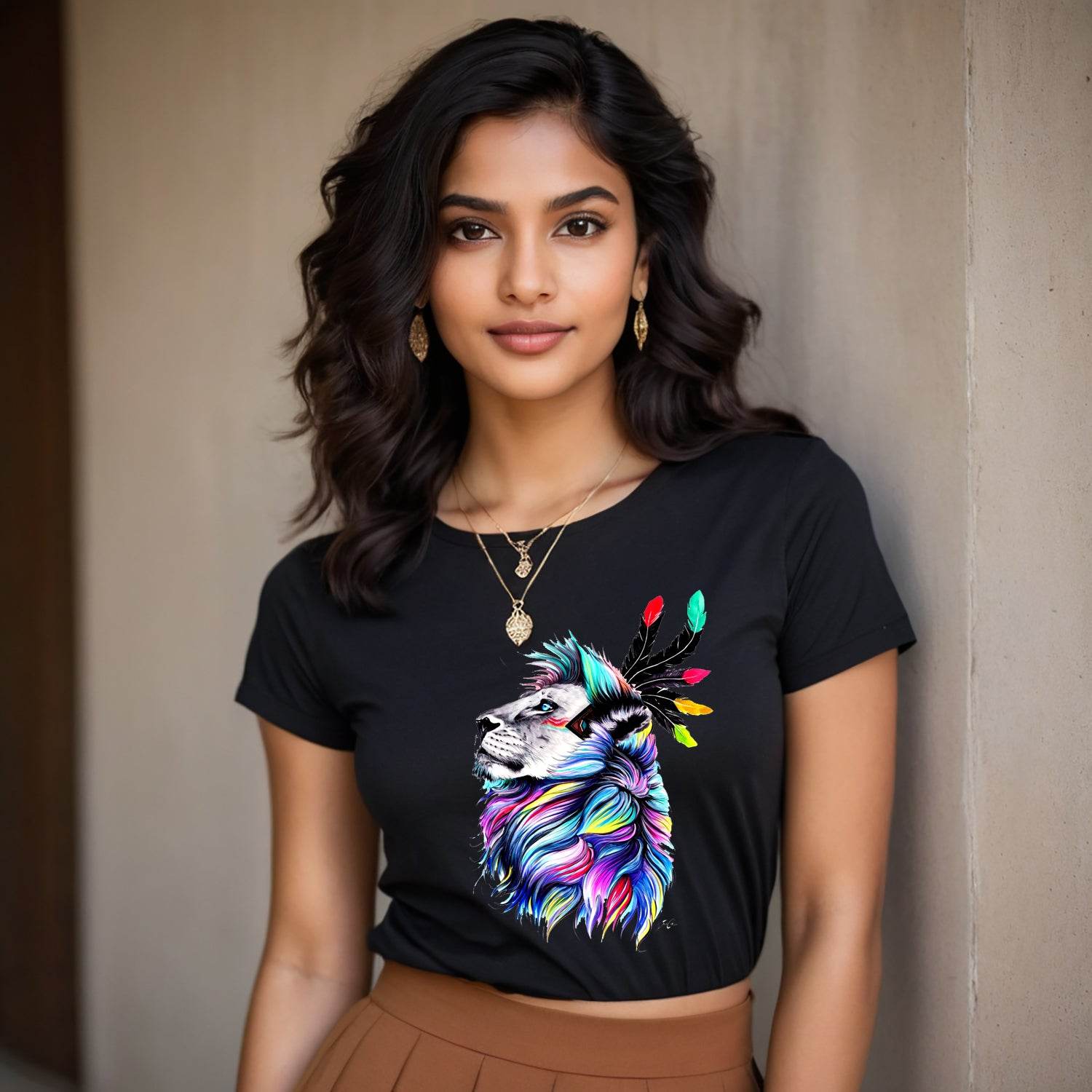 Artistic Lion Premium T-Shirt - Unisex Round Neck Regular Fit 100% Combed Cotton Half Sleeve T-Shirt - Mojilo Mart
