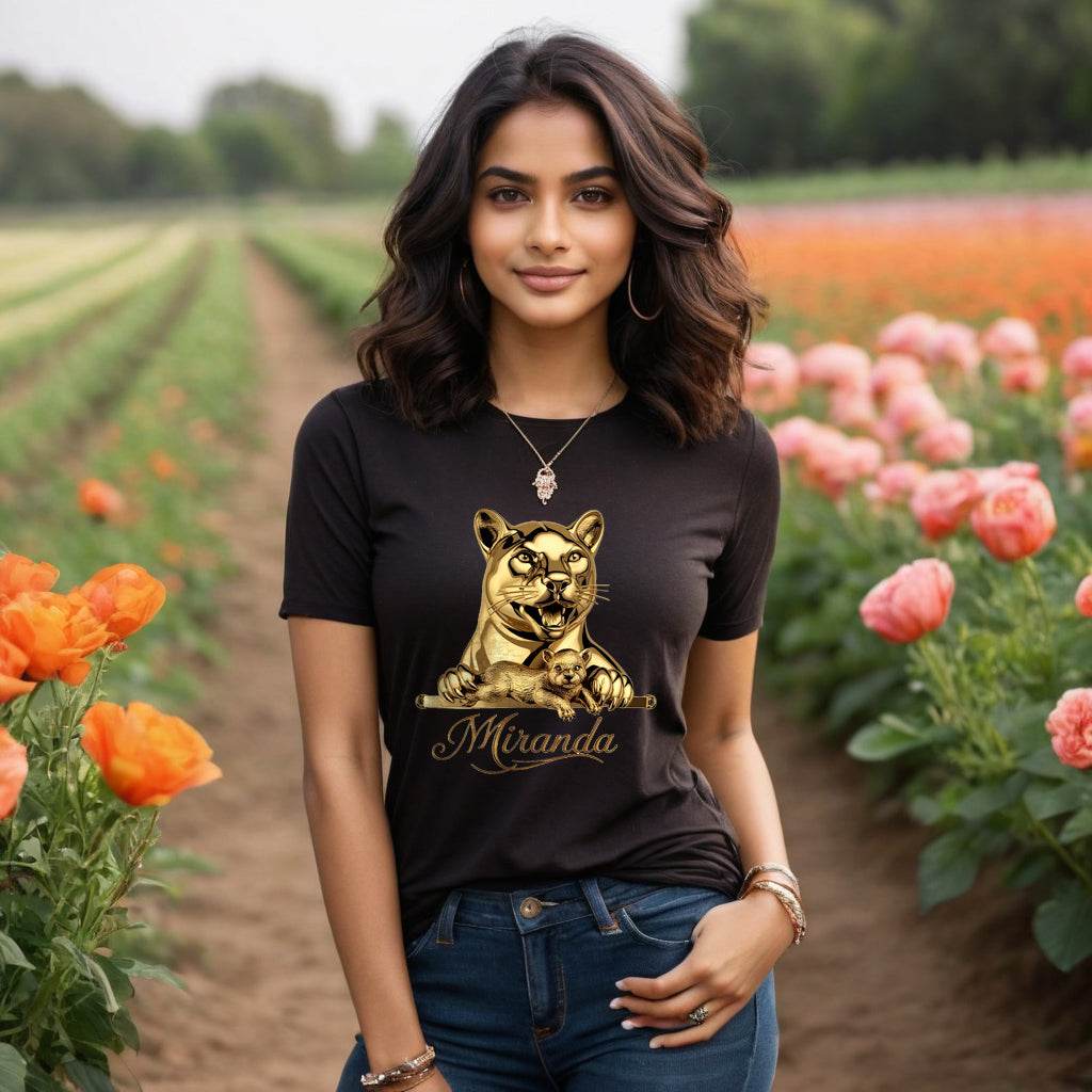 Golden Panther - Unisex Round Neck Regular Fit 100% Combed Cotton Half Sleeve T-Shirt - Mojilo Mart