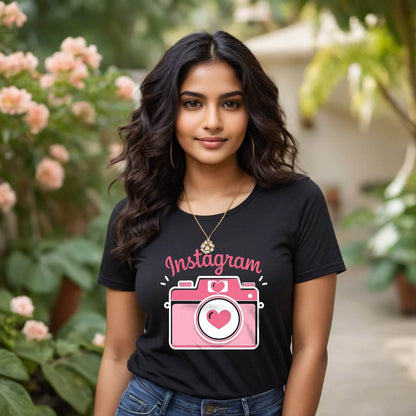 Instagram camera - Unisex Round Neck Regular Fit 100% Combed Cotton Half Sleeve T-Shirt - Mojilo Mart