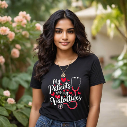 My Patients are MY Valentines - Unisex Round Neck Regular Fit 100% Combed Cotton Half Sleeve T-Shirt - Mojilo Mart