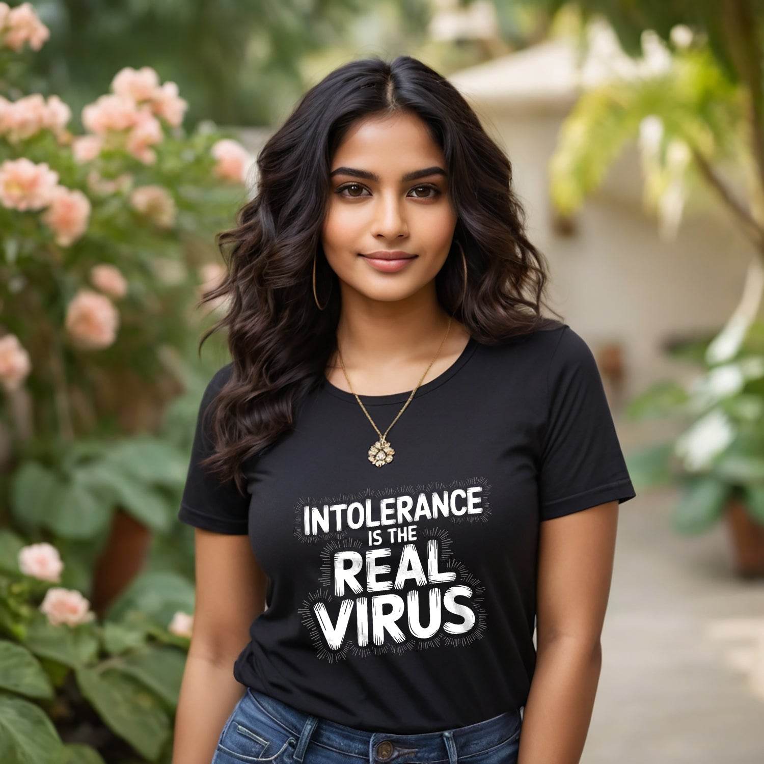 INTOLERANCE IS THE REAL VIRUS - Unisex Round Neck Regular Fit 100% Combed Cotton Half Sleeve T-Shirt - Mojilo Mart