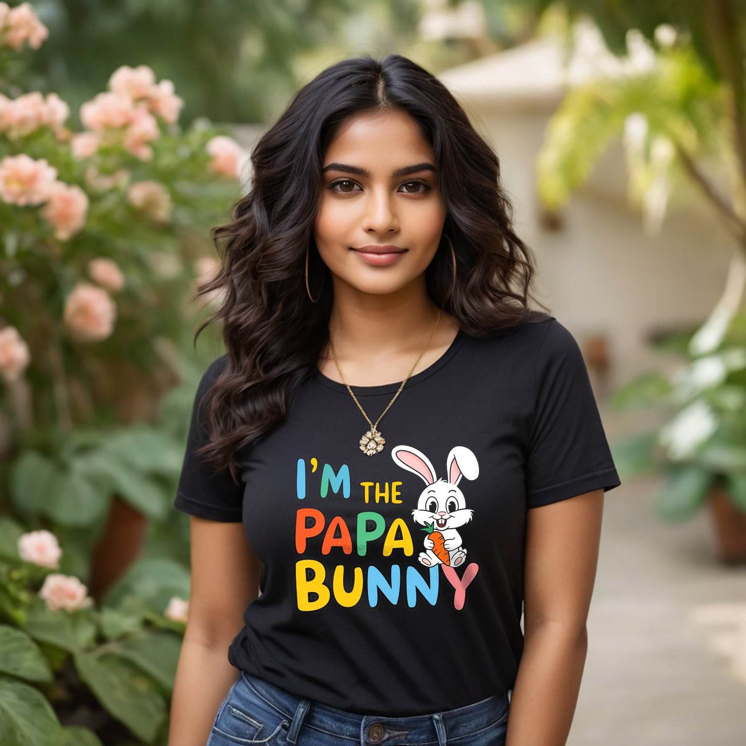 I'M THE PAPA BUNNY - Unisex Round Neck Regular Fit 100% Combed Cotton Half Sleeve T-Shirt - Mojilo Mart