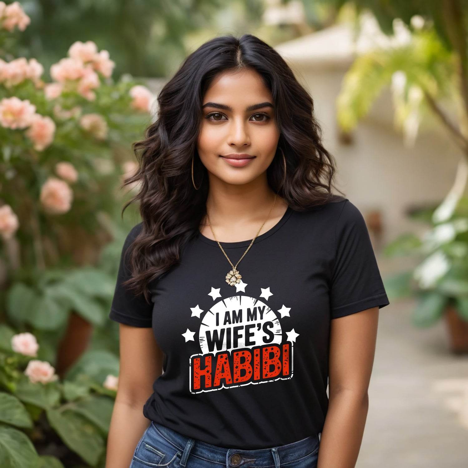 I AM MY WIFE'S HABIBI - Unisex Round Neck Regular Fit 100% Combed Cotton Half Sleeve T-Shirt - Mojilo Mart