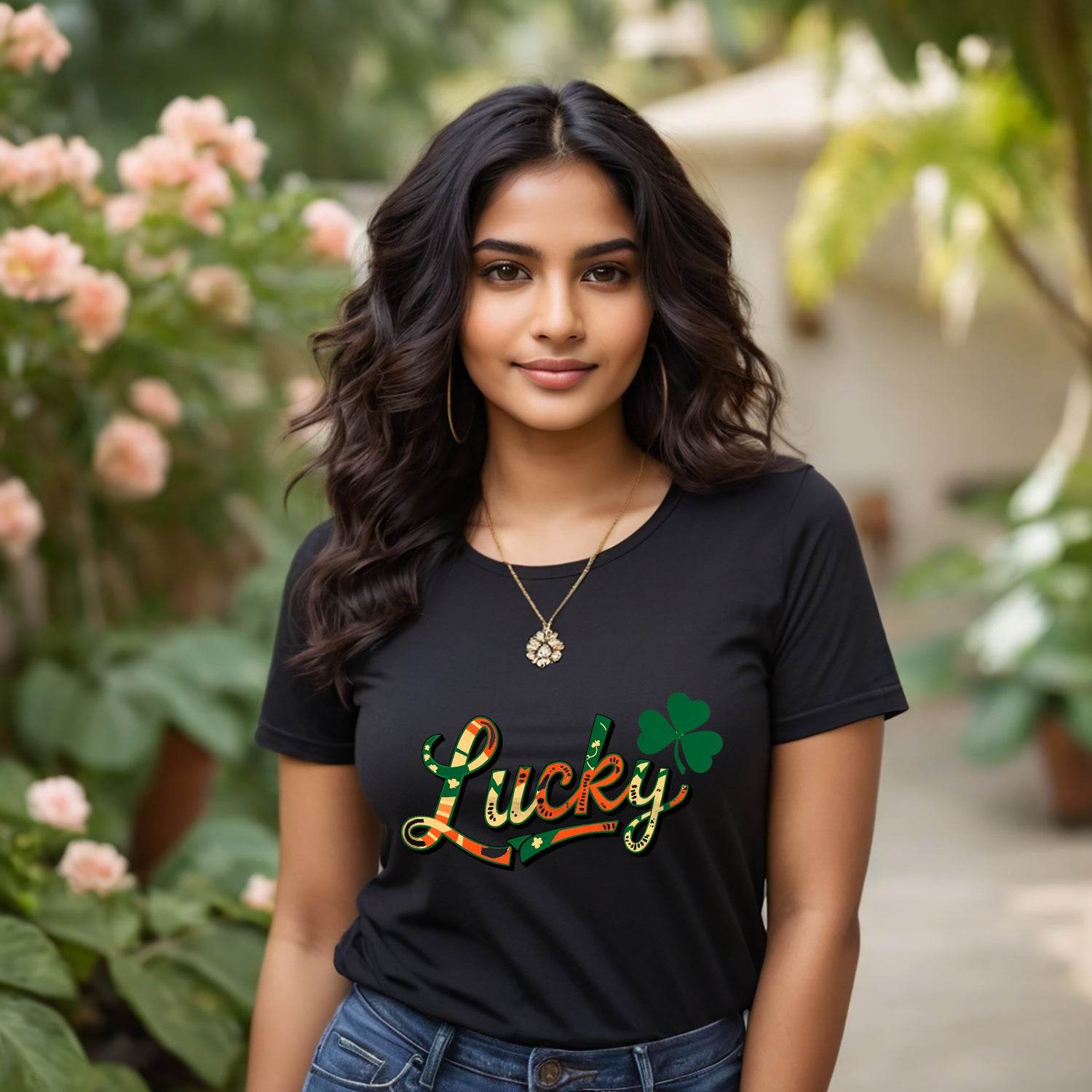 Lucky - Unisex Round Neck Regular Fit 100% Combed Cotton Half Sleeve T-Shirt - Mojilo Mart