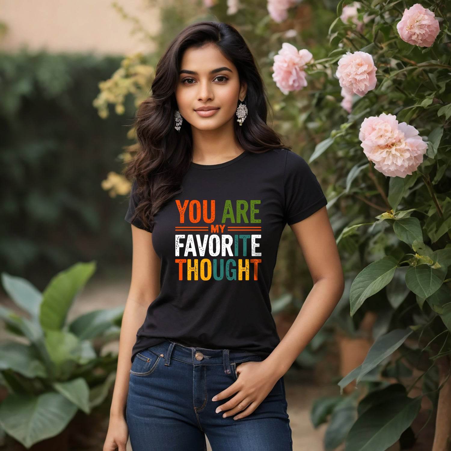YOU ARE MY FAVORITE THOUGHT - Unisex Round Neck Regular Fit 100% Combed Cotton Half Sleeve T-Shirt - Mojilo Mart