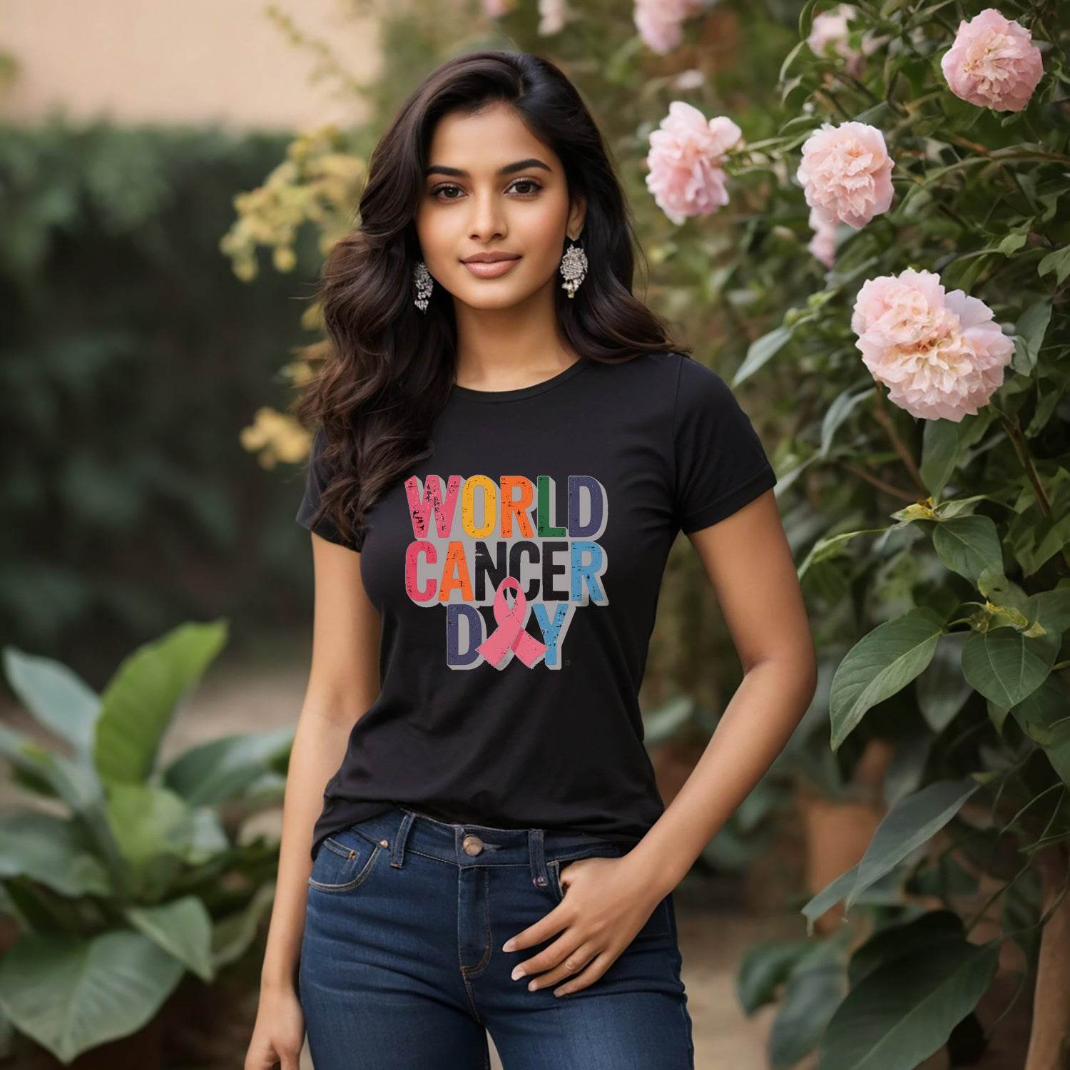 WORLD CANCER DAY - Unisex Round Neck Regular Fit 100% Combed Cotton Half Sleeve T-Shirt - Mojilo Mart