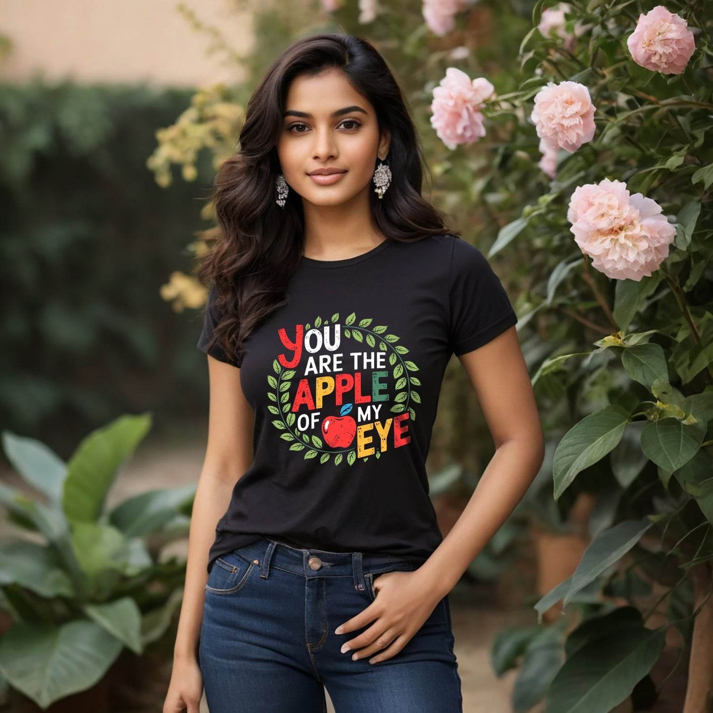 You ARE THE APPLE OF MY EYE - Unisex Round Neck Regular Fit 100% Combed Cotton Half Sleeve T-Shirt - Mojilo Mart