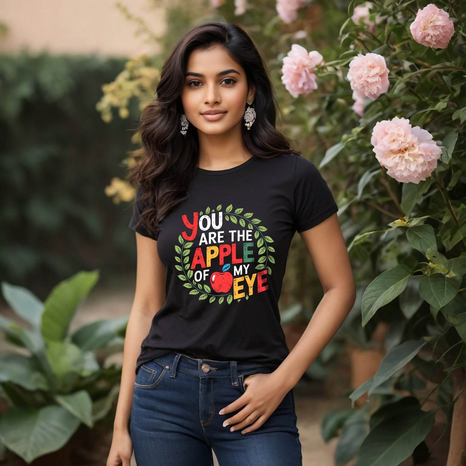 You ARE THE APPLE OF MY EYE - Unisex Round Neck Regular Fit 100% Combed Cotton Half Sleeve T-Shirt - Mojilo Mart