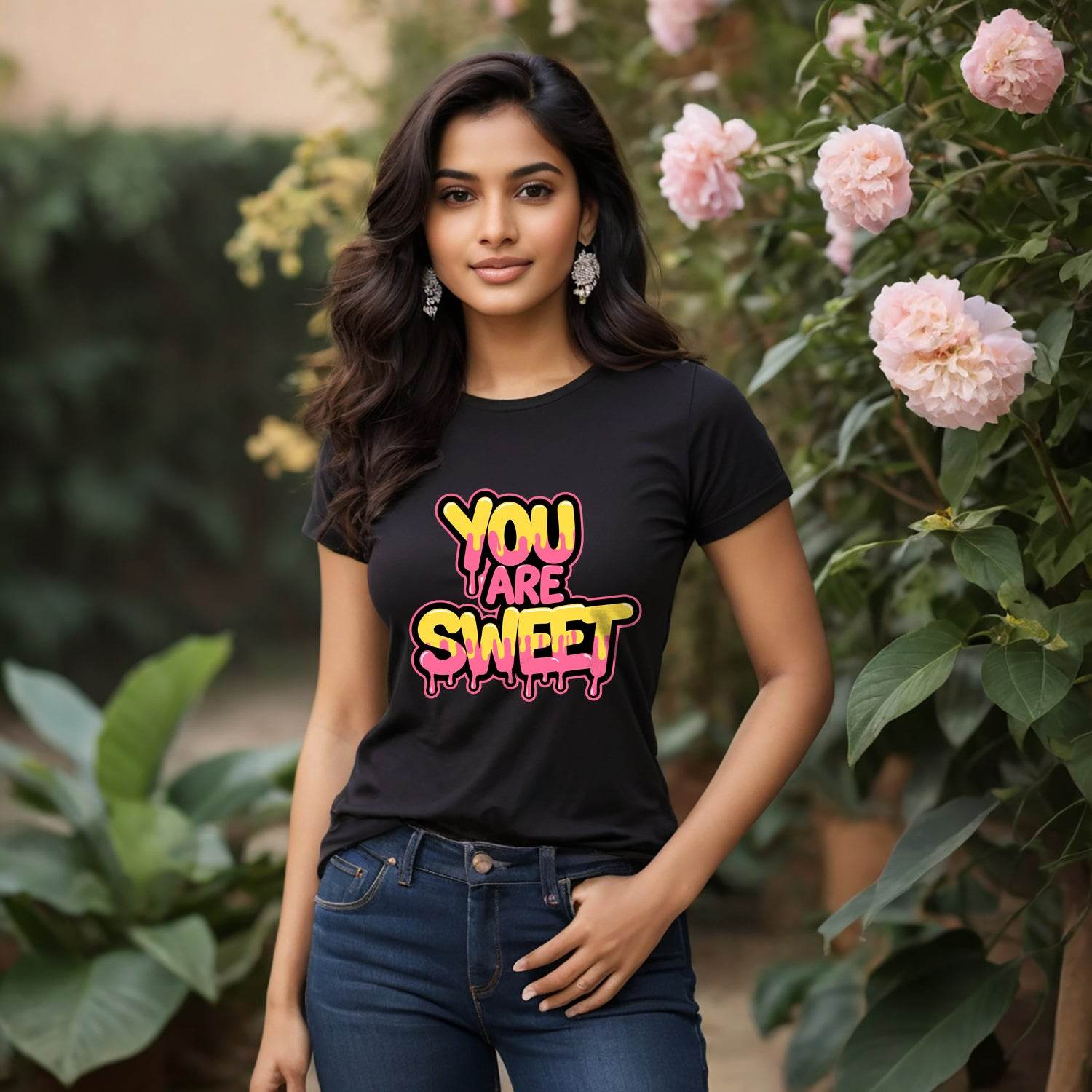 YOU ARE SWEET - Unisex Round Neck Regular Fit 100% Combed Cotton Half Sleeve T-Shirt - Mojilo Mart