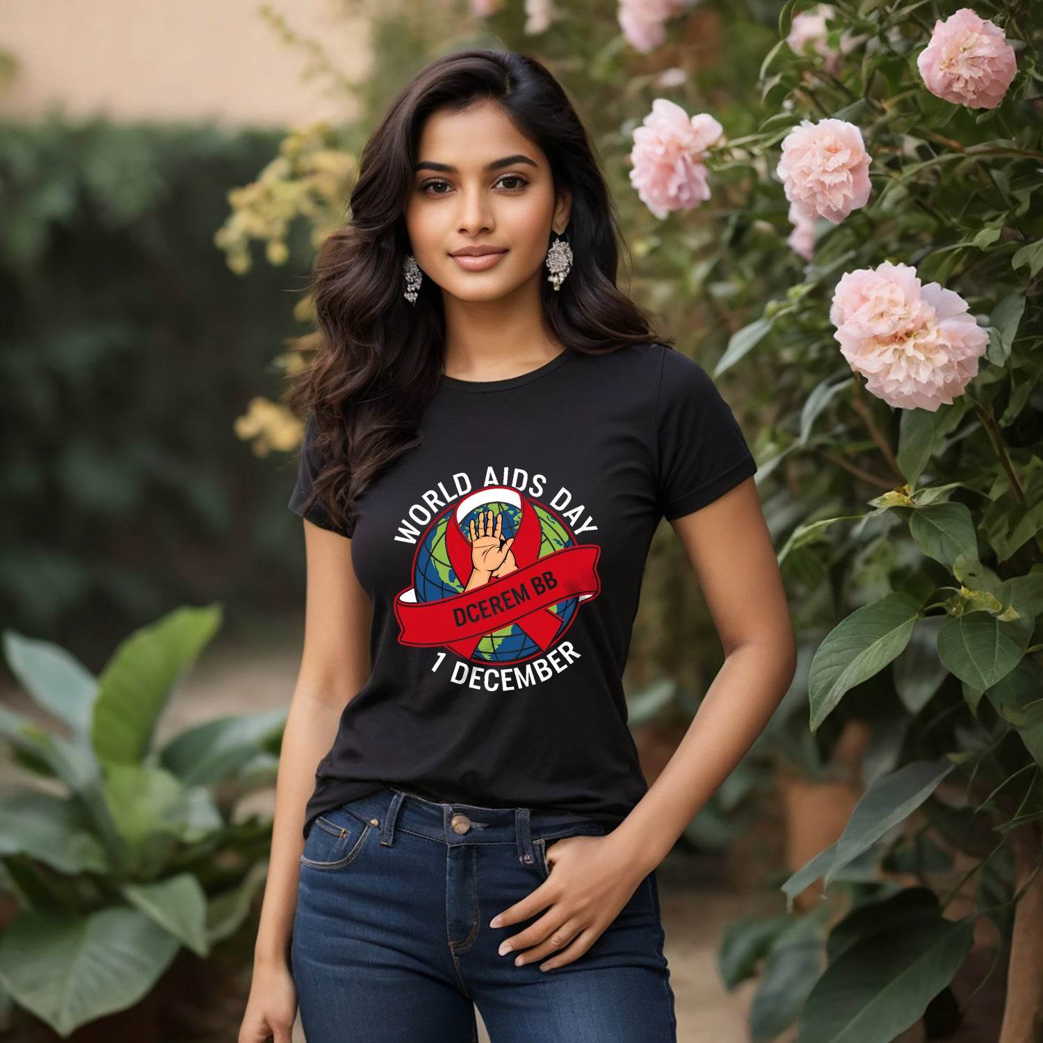 WORLD AIDS DAY 1 DECEMBER - Unisex Round Neck Regular Fit 100% Combed Cotton Half Sleeve T-Shirt - Mojilo Mart