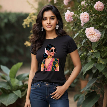 Indian Girl fashion - Unisex Round Neck Regular Fit 100% Combed Cotton Half Sleeve T-Shirt - Mojilo Mart