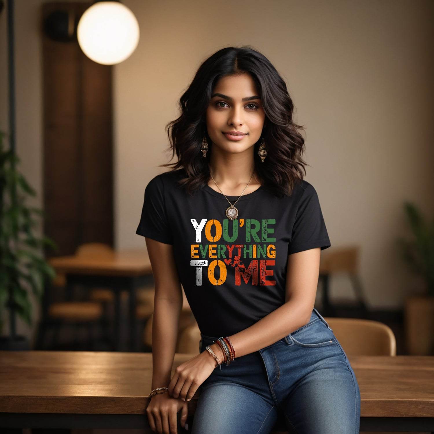 YOU'RE EVERYTHING TO ME - Unisex Round Neck Regular Fit 100% Combed Cotton Half Sleeve T-Shirt - Mojilo Mart