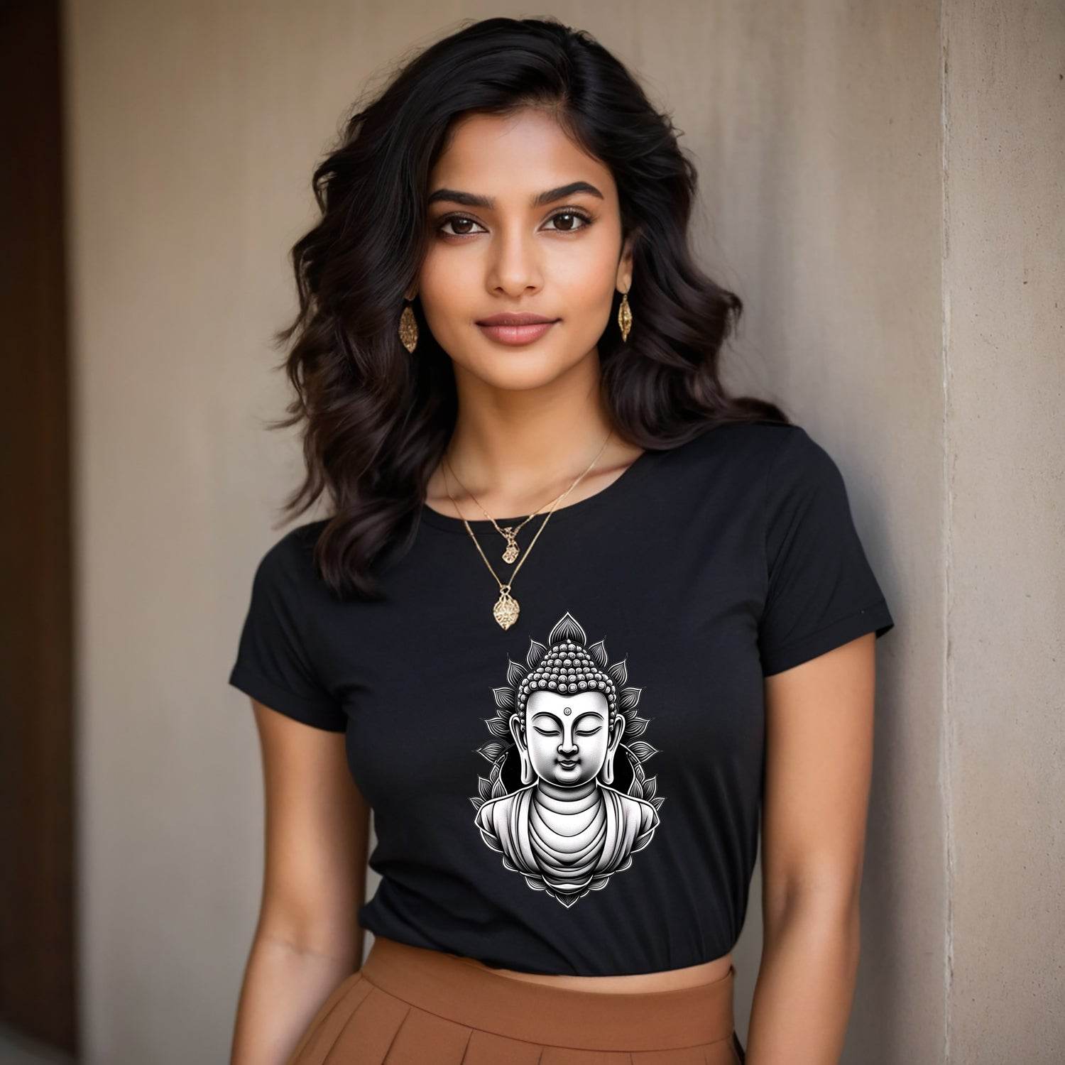 Meditating Buddha - Unisex Round Neck Regular Fit 100% Combed Cotton Half Sleeve T-Shirt - Mojilo Mart