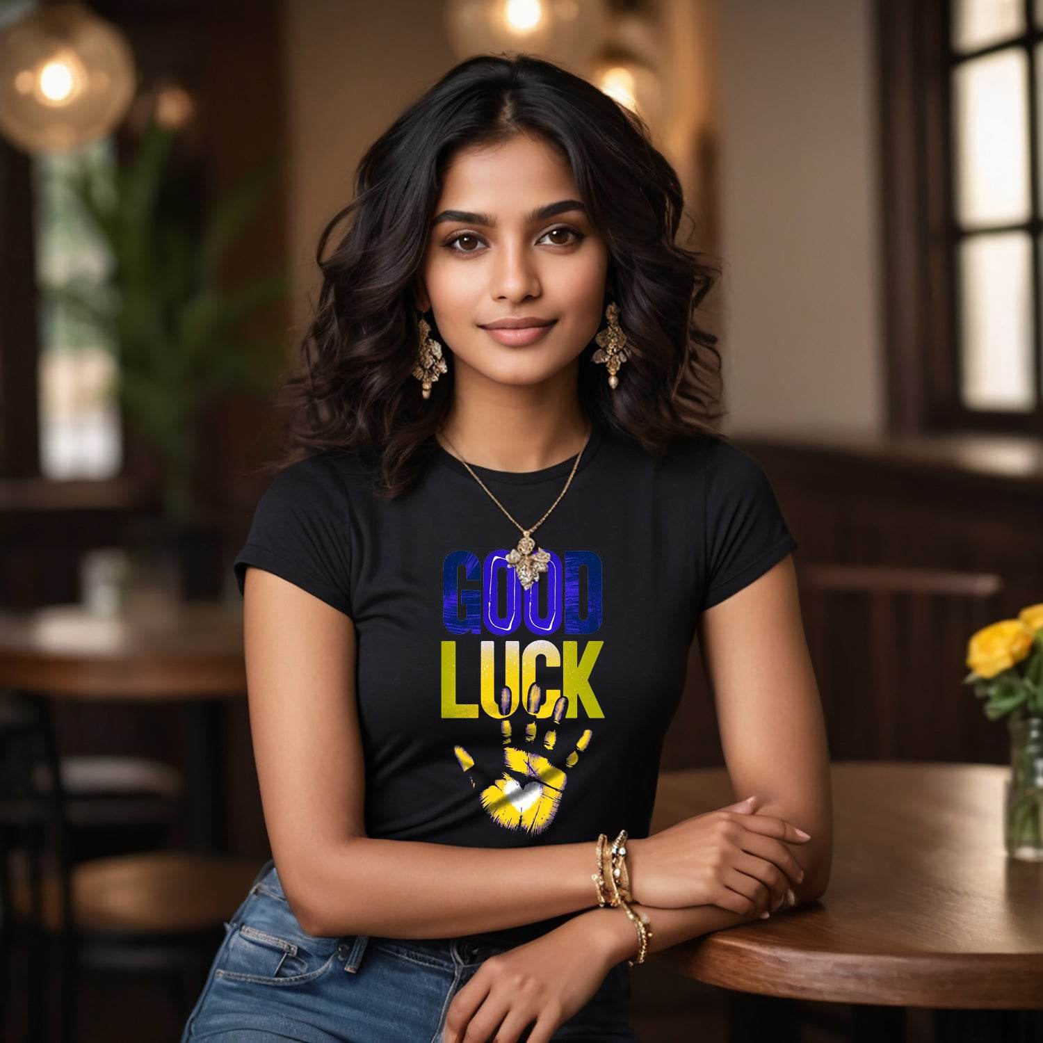 G00D LUCK - Unisex Round Neck Regular Fit 100% Combed Cotton Half Sleeve T-Shirt - Mojilo Mart