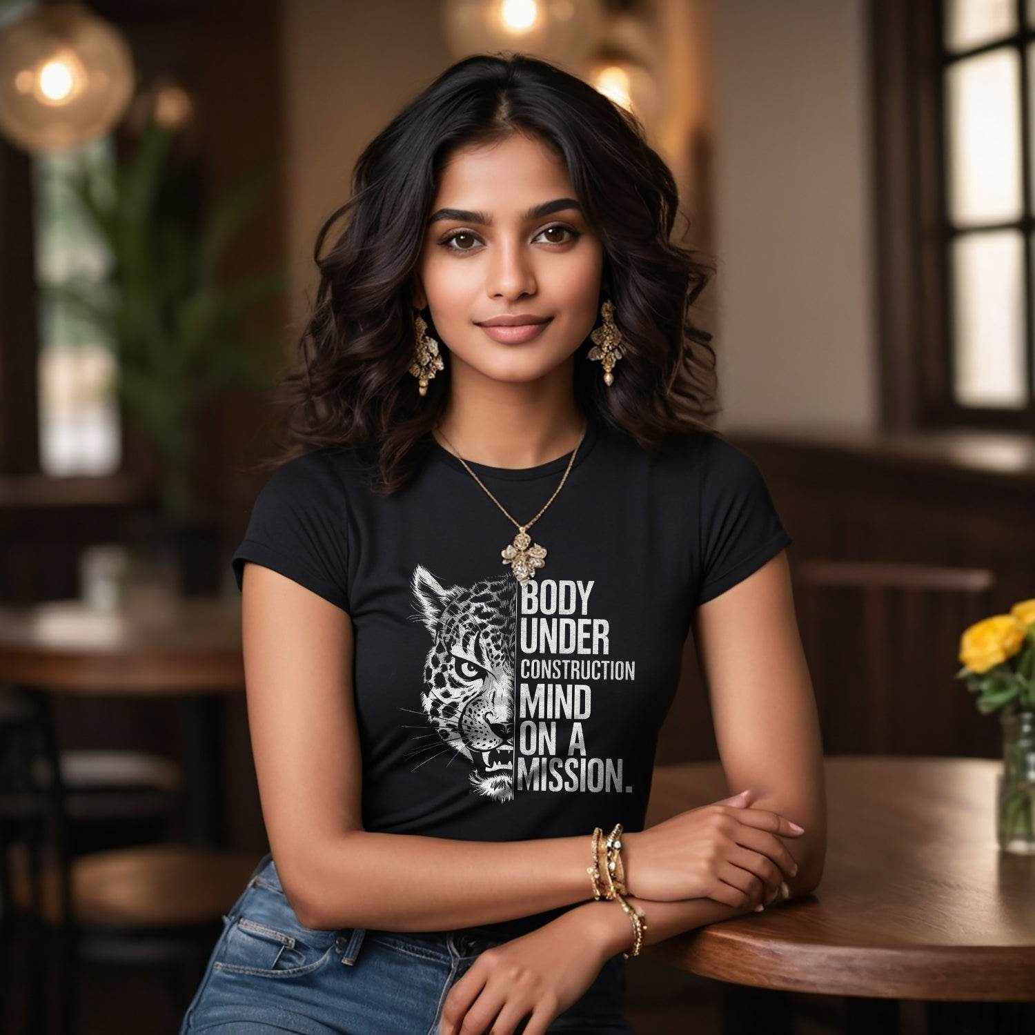 BODY UNDER CONSTRUCTION MIND ON A MISSION - Unisex Round Neck Regular Fit 100% Combed Cotton Half Sleeve T-Shirt - Mojilo Mart