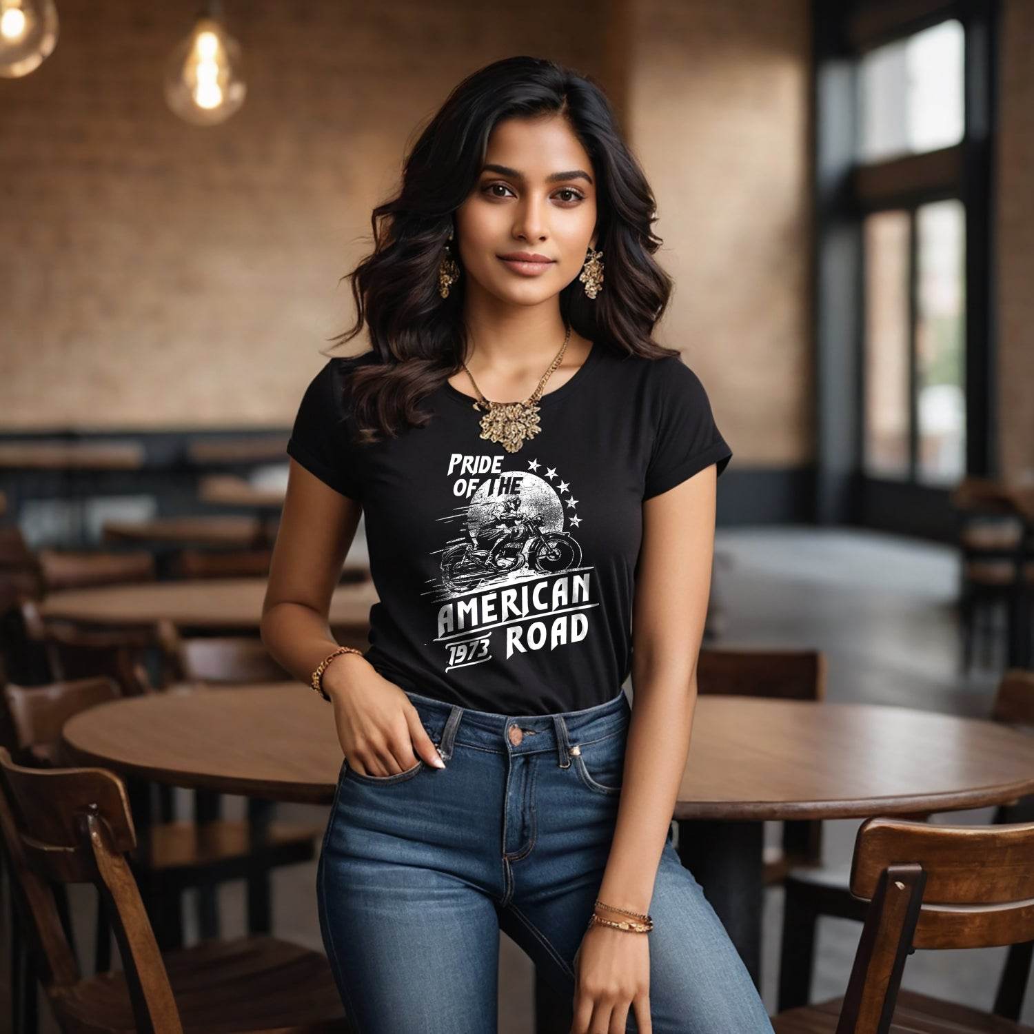 PRIDE OF THE AMERICAN 1973 ROAD - Unisex Round Neck Regular Fit 100% Combed Cotton Half Sleeve T-Shirt - Mojilo Mart