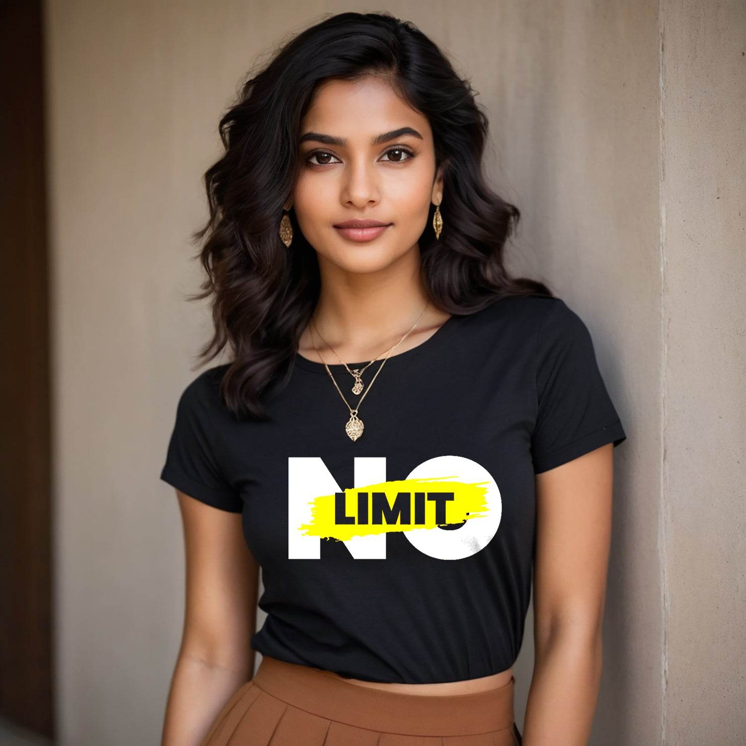 NO LIMIT - Unisex Round Neck Regular Fit 100% Combed Cotton Half Sleeve T-Shirt - Mojilo Mart