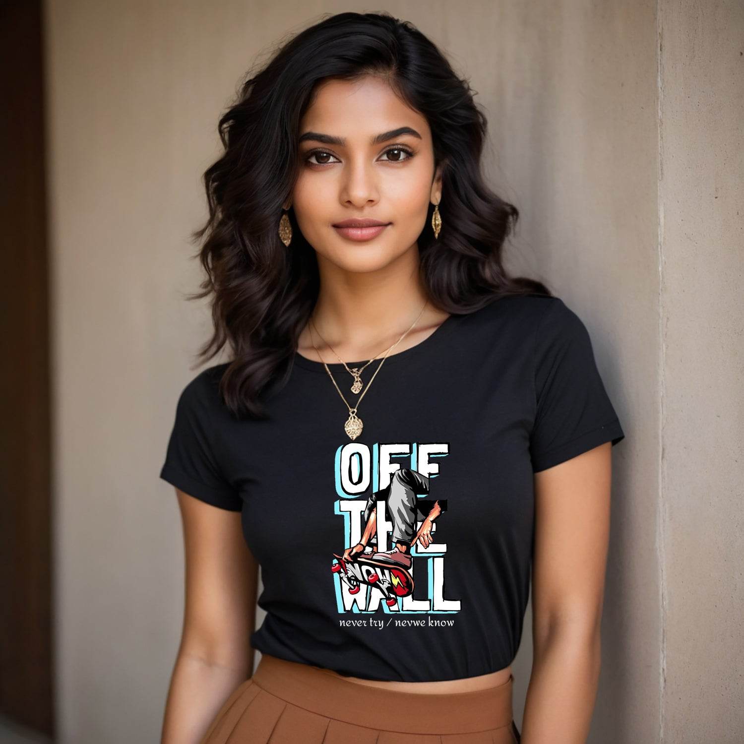 Off The Wall - Unisex Round Neck Regular Fit 100% Combed Cotton Half Sleeve T-Shirt - Mojilo Mart