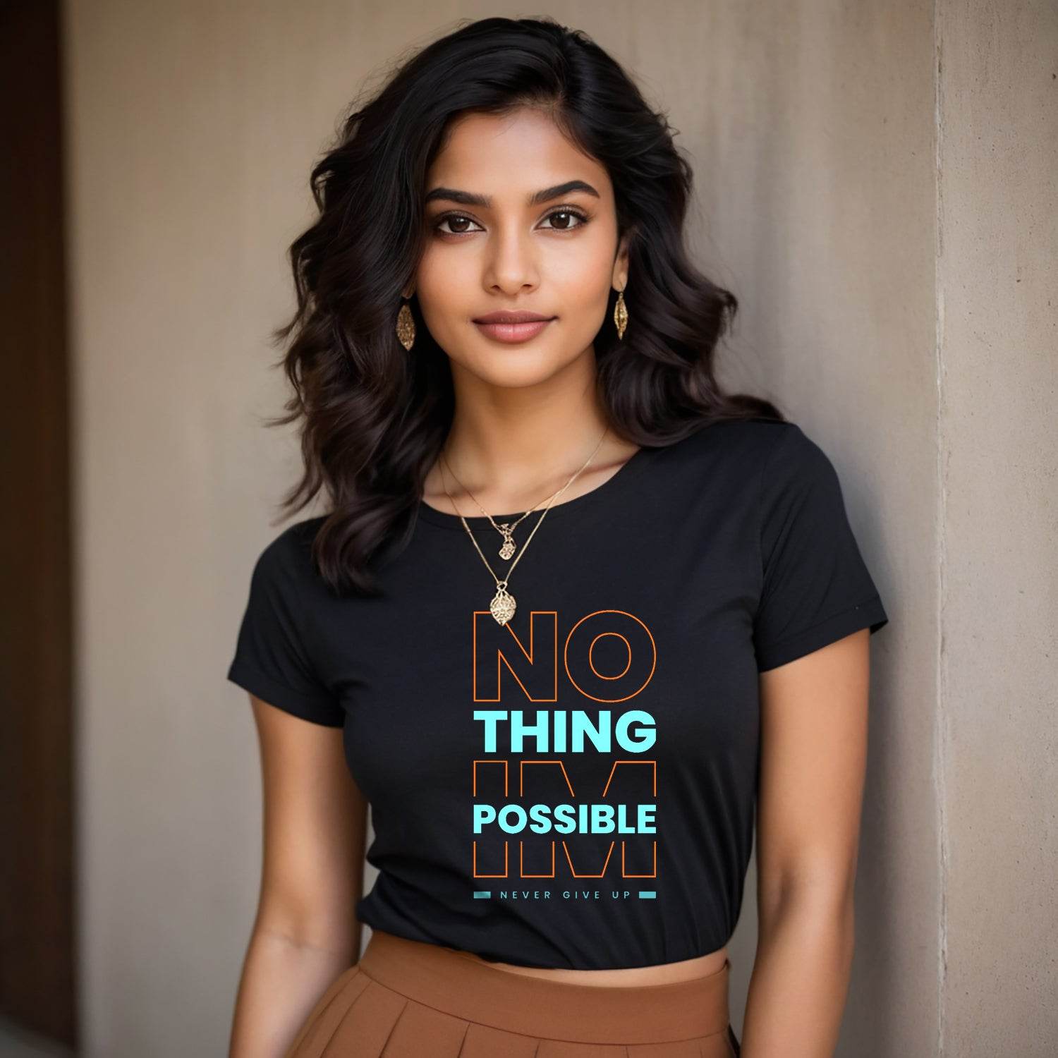 No Thing Im Possible - Unisex Round Neck Regular Fit 100% Combed Cotton Half Sleeve T-Shirt - Mojilo Mart