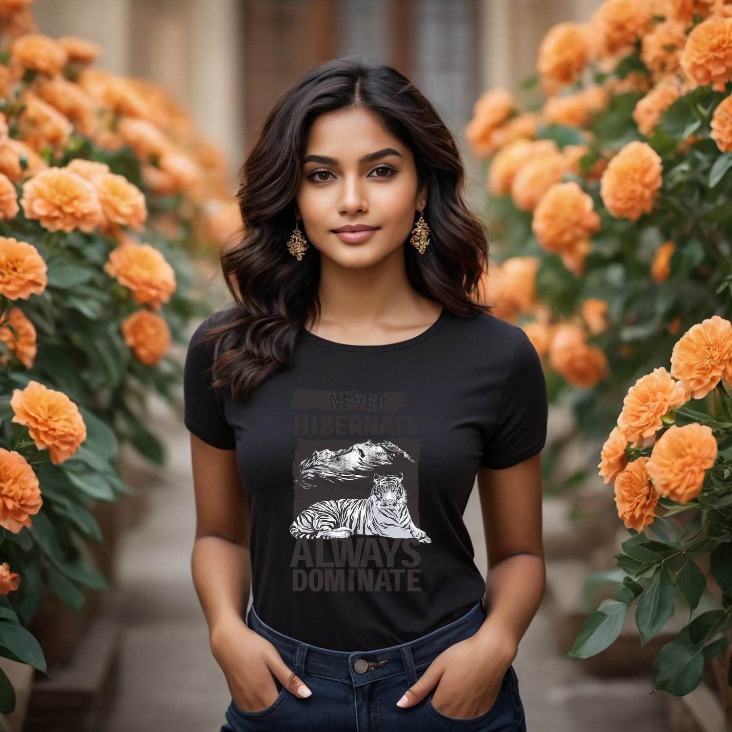 NEVER HIBERNATE ALWAYS DOMINATE - Unisex Round Neck Regular Fit 100% Combed Cotton Half Sleeve T-Shirt - Mojilo Mart