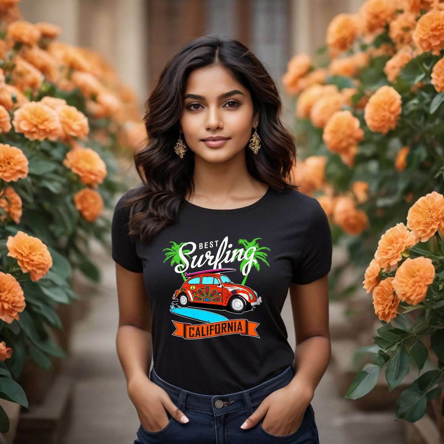 BEST Surfing CALIFORNIA - Unisex Round Neck Regular Fit 100% Combed Cotton Half Sleeve T-Shirt - Mojilo Mart