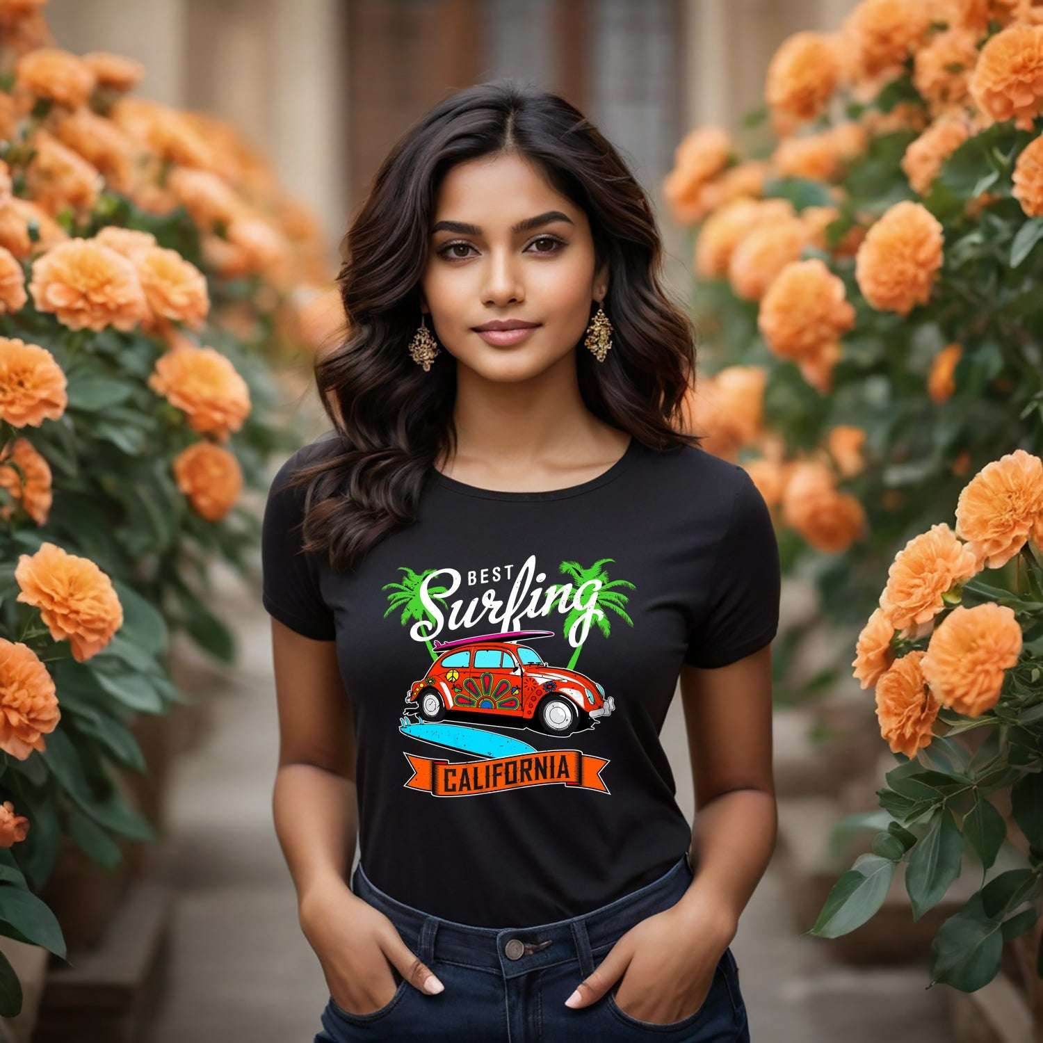 BEST Surfing CALIFORNIA - Unisex Round Neck Regular Fit 100% Combed Cotton Half Sleeve T-Shirt - Mojilo Mart