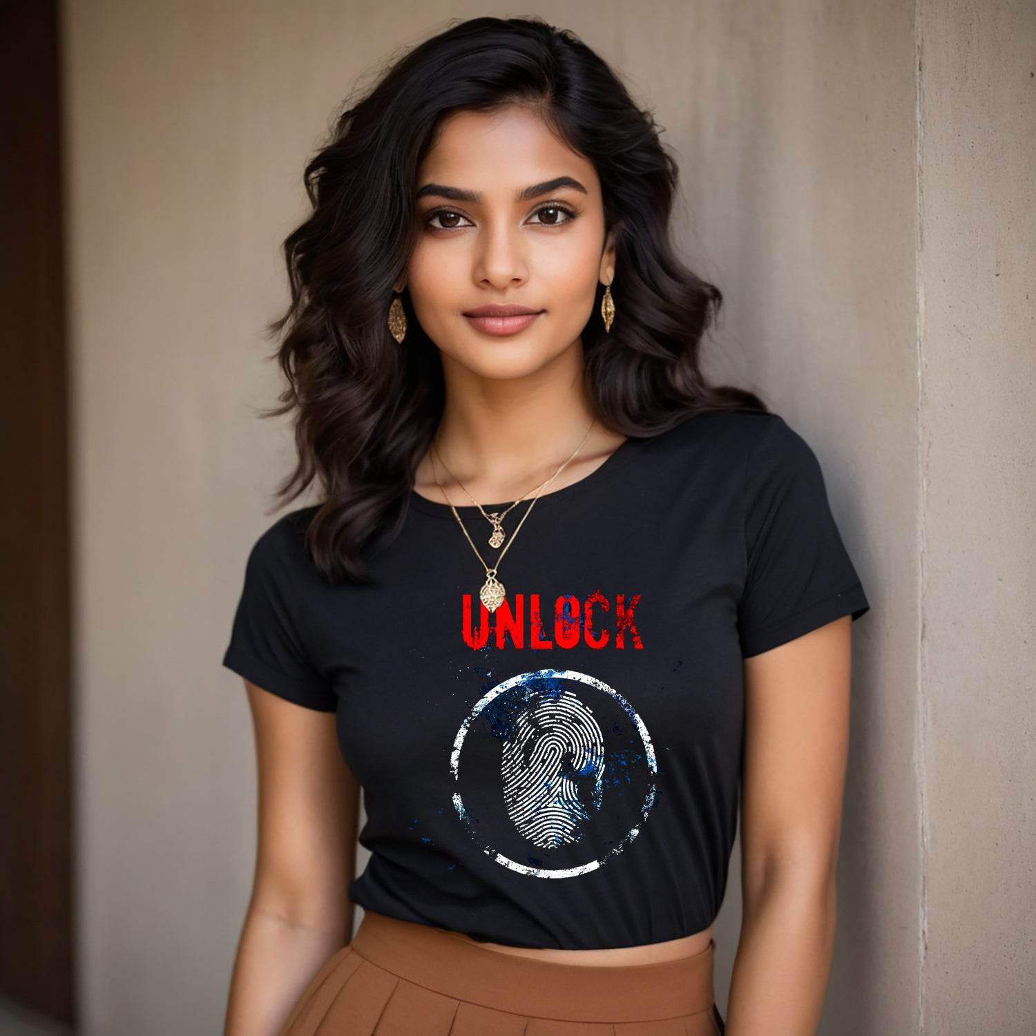 UNLOCK - Unisex Round Neck Regular Fit 100% Combed Cotton Half Sleeve T-Shirt - Mojilo Mart