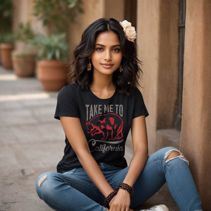TAKE ME TO California - Unisex Round Neck Regular Fit 100% Combed Cotton Half Sleeve T-Shirt - Mojilo Mart