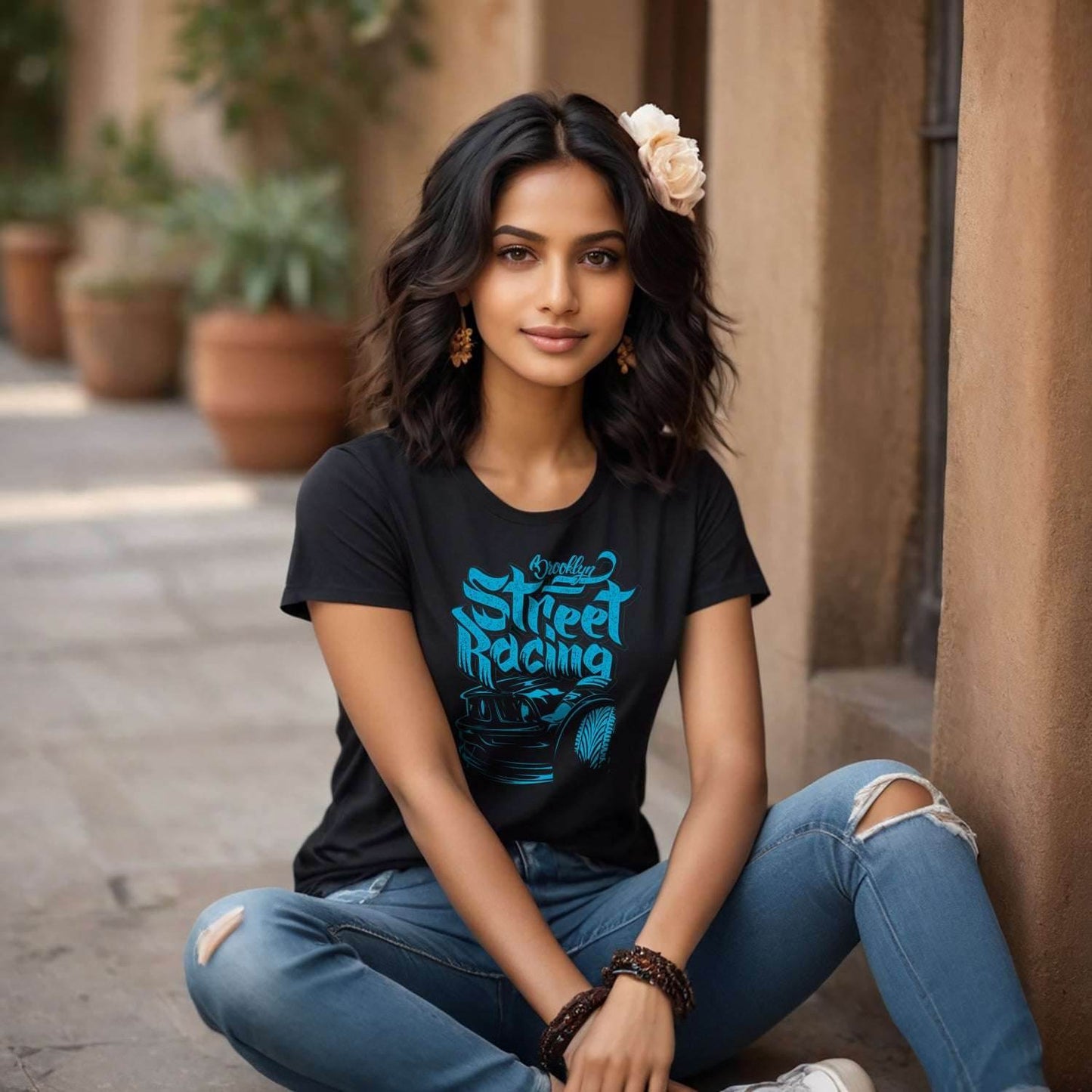Brooklyn Street Racing - Unisex Round Neck Regular Fit 100% Combed Cotton Half Sleeve T-Shirt - Mojilo Mart