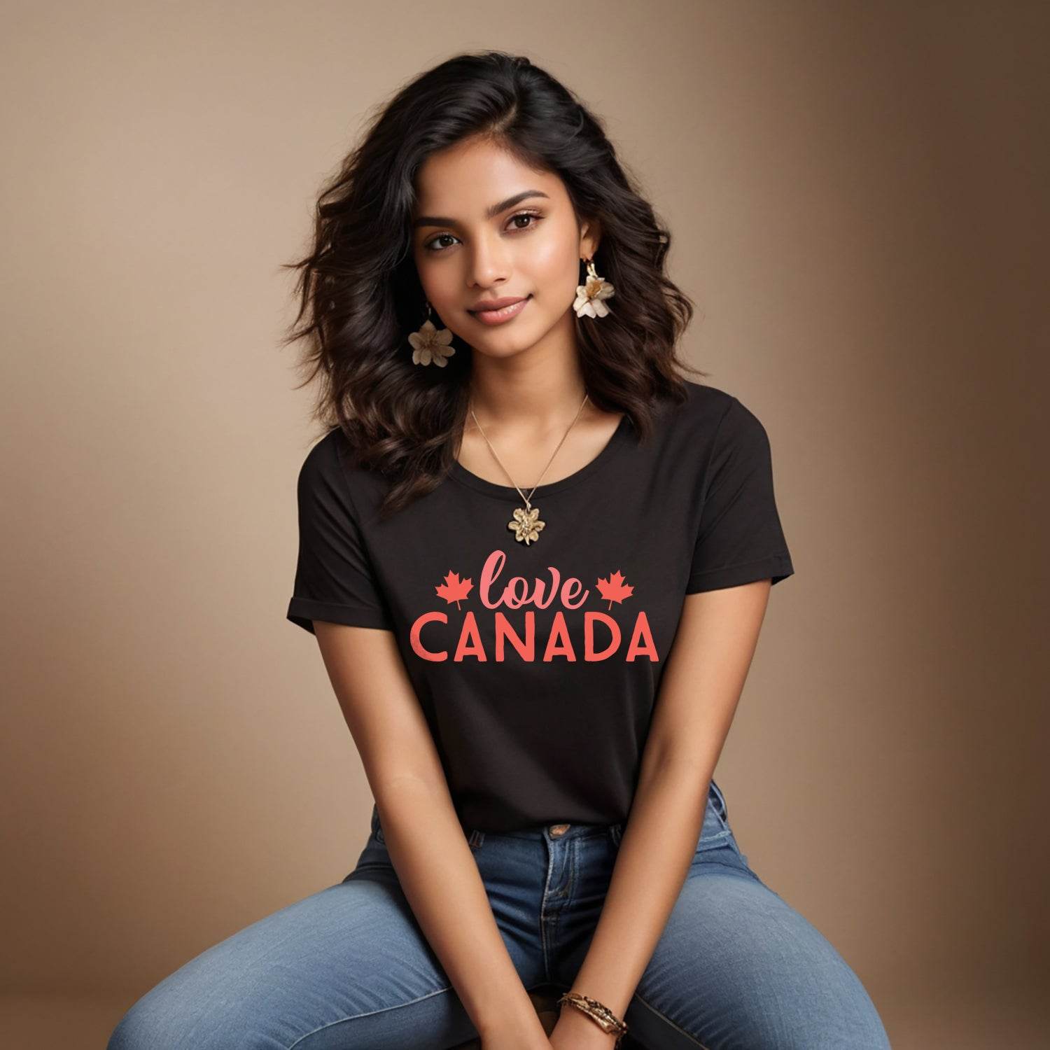 Love CANADA Print - Unisex Round Neck Regular Fit 100% Combed Cotton Half Sleeve T-Shirt - Mojilo Mart
