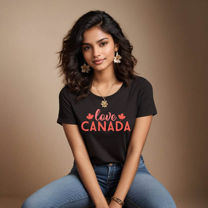Love CANADA Print - Unisex Round Neck Regular Fit 100% Combed Cotton Half Sleeve T-Shirt - Mojilo Mart