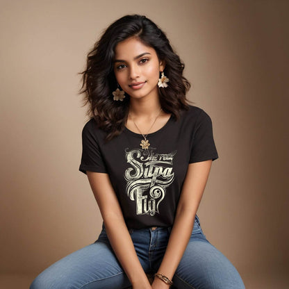 The real SUPA FLY - Unisex Round Neck Regular Fit 100% Combed Cotton Half Sleeve T-Shirt - Mojilo Mart
