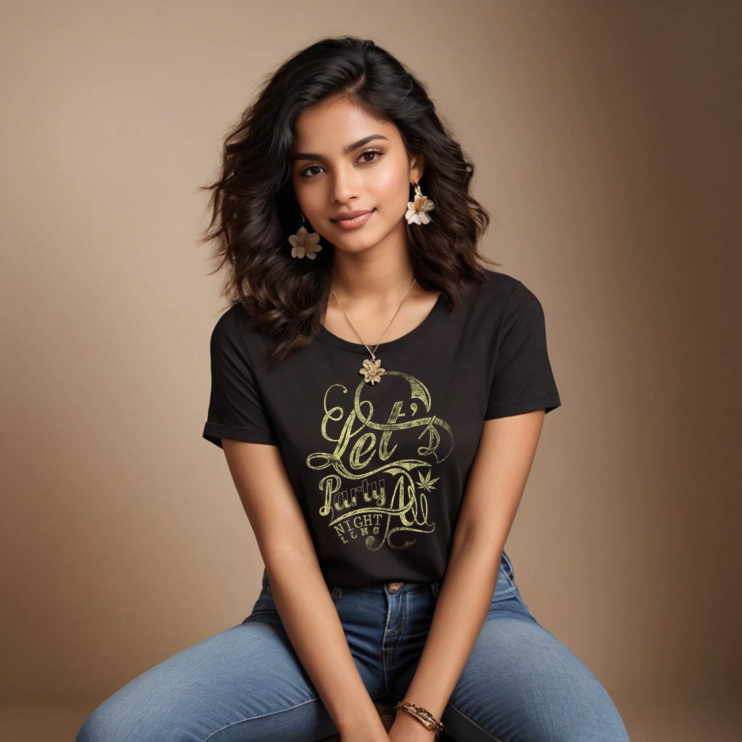 LETS PARTY ALL NIGHT LONG - Unisex Round Neck Regular Fit 100% Combed Cotton Half Sleeve T-Shirt - Mojilo Mart