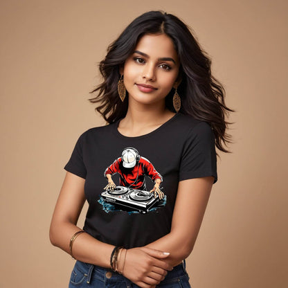 Funny Dj Music Lover Retro Vintage Music Dj - Unisex Round Neck Regular Fit 100% Combed Cotton Half Sleeve T-Shirt - Mojilo Mart