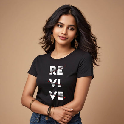 RE VI VE - Unisex Round Neck Regular Fit 100% Combed Cotton Half Sleeve T-Shirt - Mojilo Mart