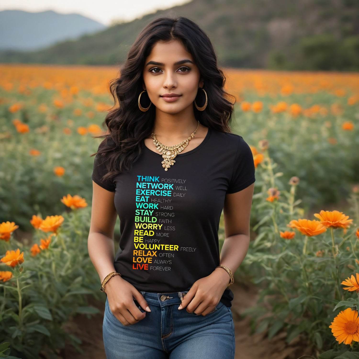 THINK POSITIVELY NETWORK - Unisex Round Neck Regular Fit 100% Combed Cotton Half Sleeve T-Shirt - Mojilo Mart