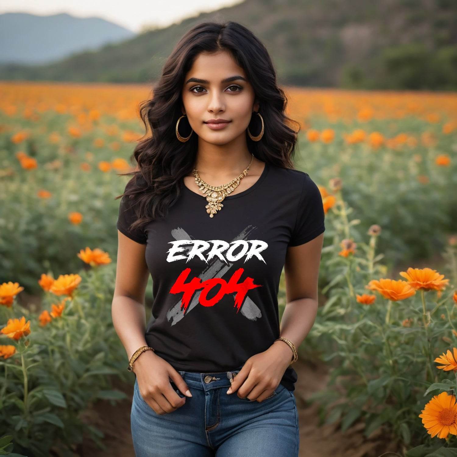 ERROR 404 - Unisex Round Neck Regular Fit 100% Combed Cotton Half Sleeve T-Shirt - Mojilo Mart