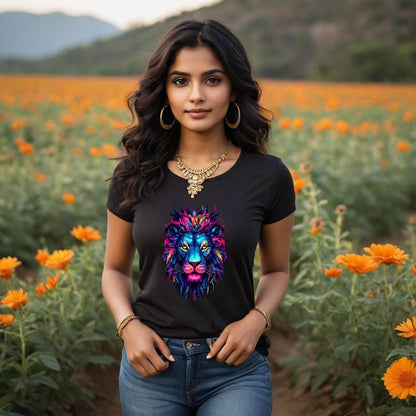 A Colorful lion - Unisex Round Neck Regular Fit 100% Combed Cotton Half Sleeve T-Shirt - Mojilo Mart