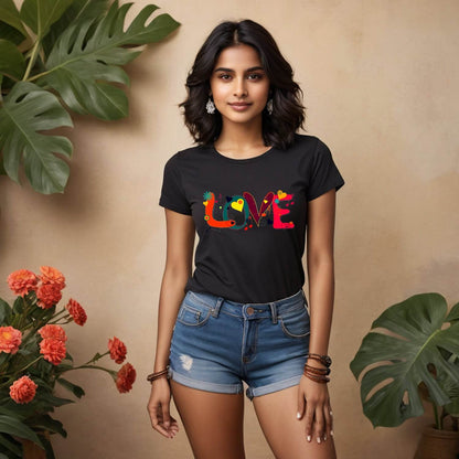 LOVE RED - Unisex Round Neck Regular Fit 100% Combed Cotton Half Sleeve T-Shirt - Mojilo Mart
