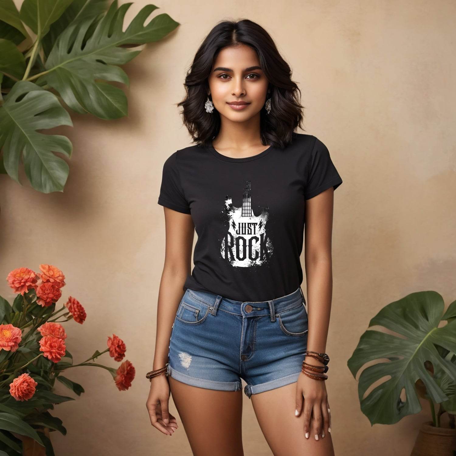 JUST ROCK - Unisex Round Neck Regular Fit 100% Combed Cotton Half Sleeve T-Shirt - Mojilo Mart