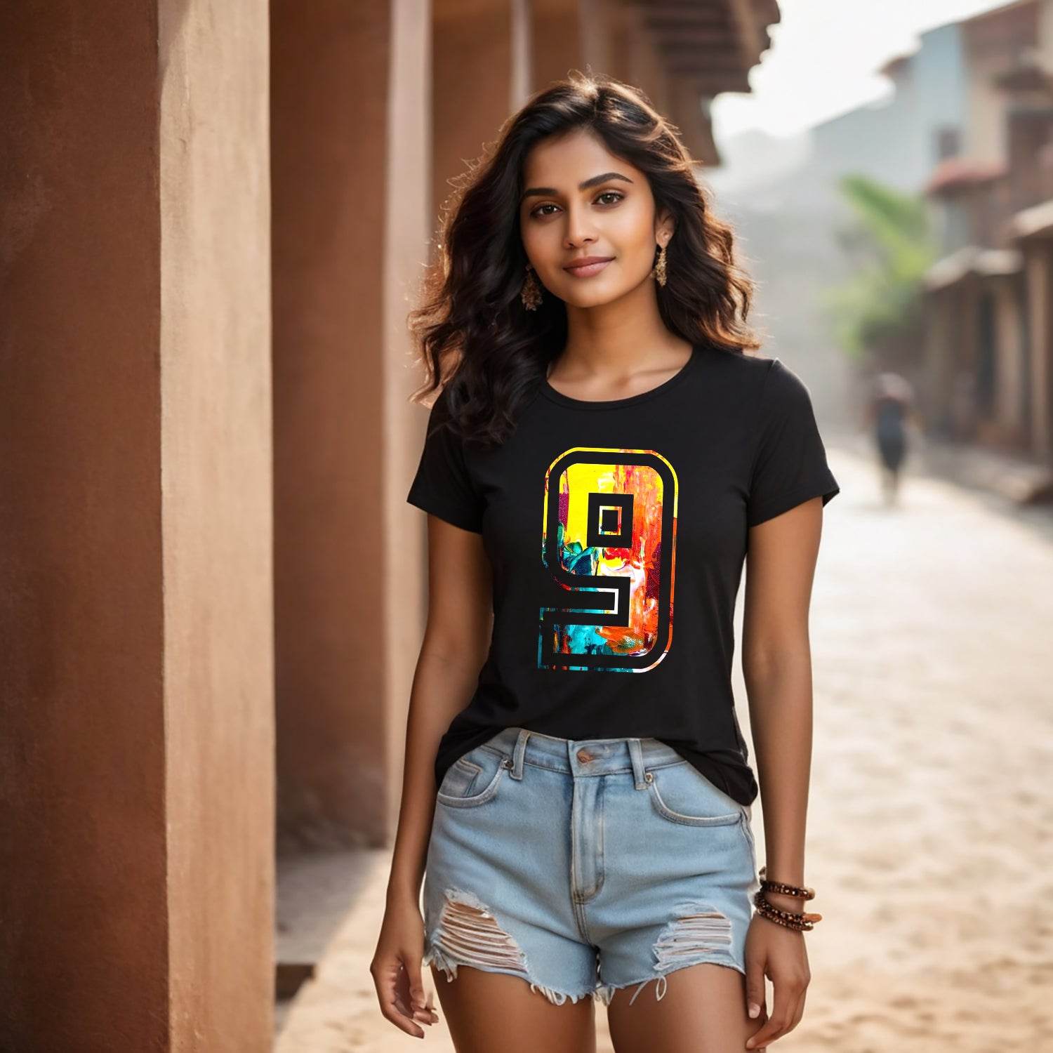 Number 9 - Unisex Round Neck Regular Fit 100% Combed Cotton Half Sleeve T-Shirt - Mojilo Mart