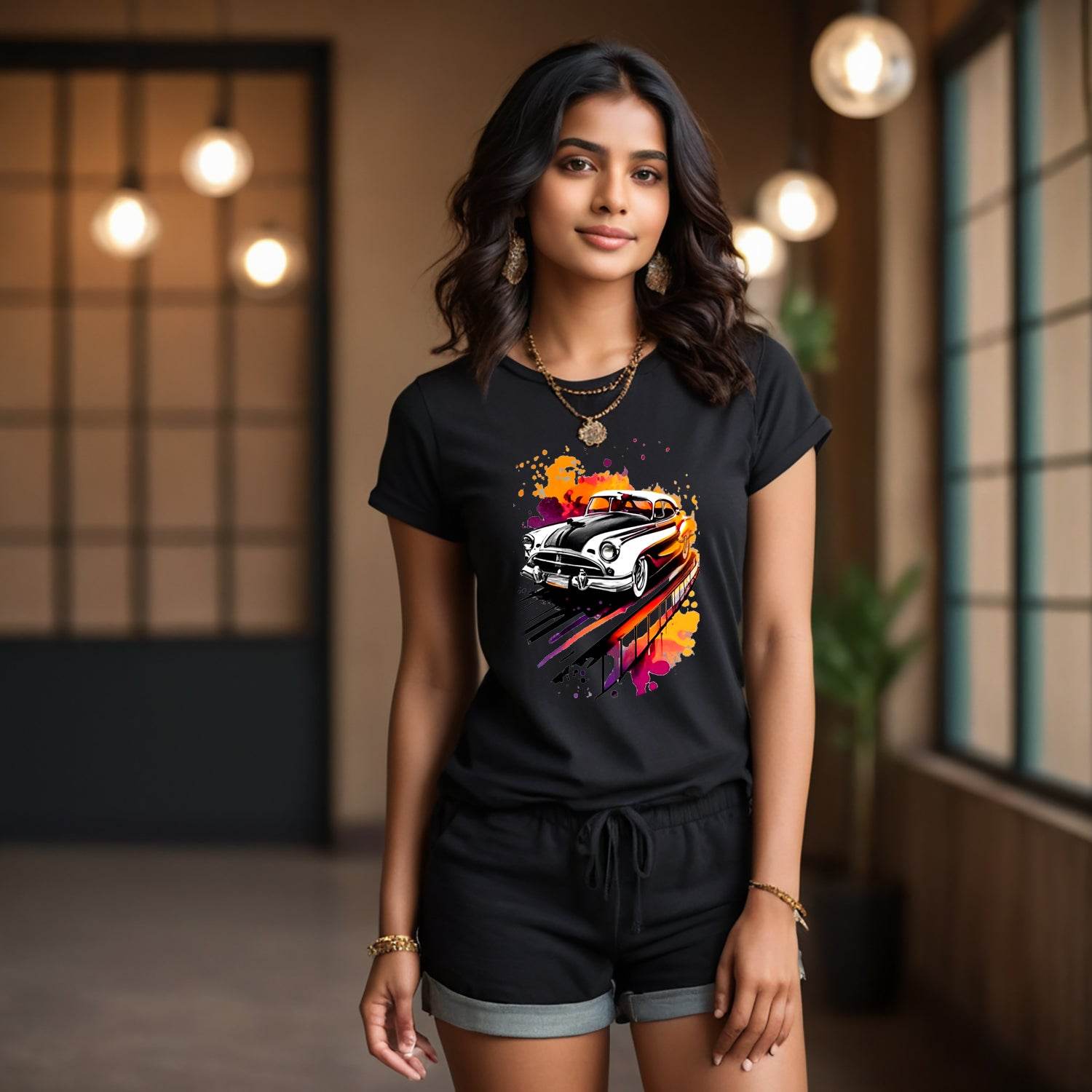 Vintage car Hand drawing - Unisex Round Neck Regular Fit 100% Combed Cotton Half Sleeve T-Shirt - Mojilo Mart