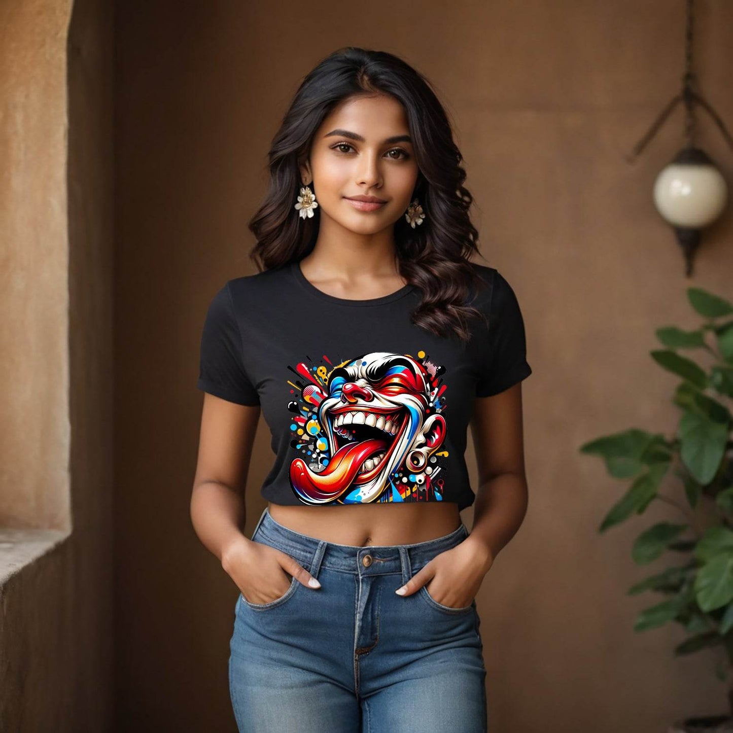 Clown Face Drawing - Unisex Round Neck Regular Fit 100% Combed Cotton Half Sleeve T-Shirt - Mojilo Mart