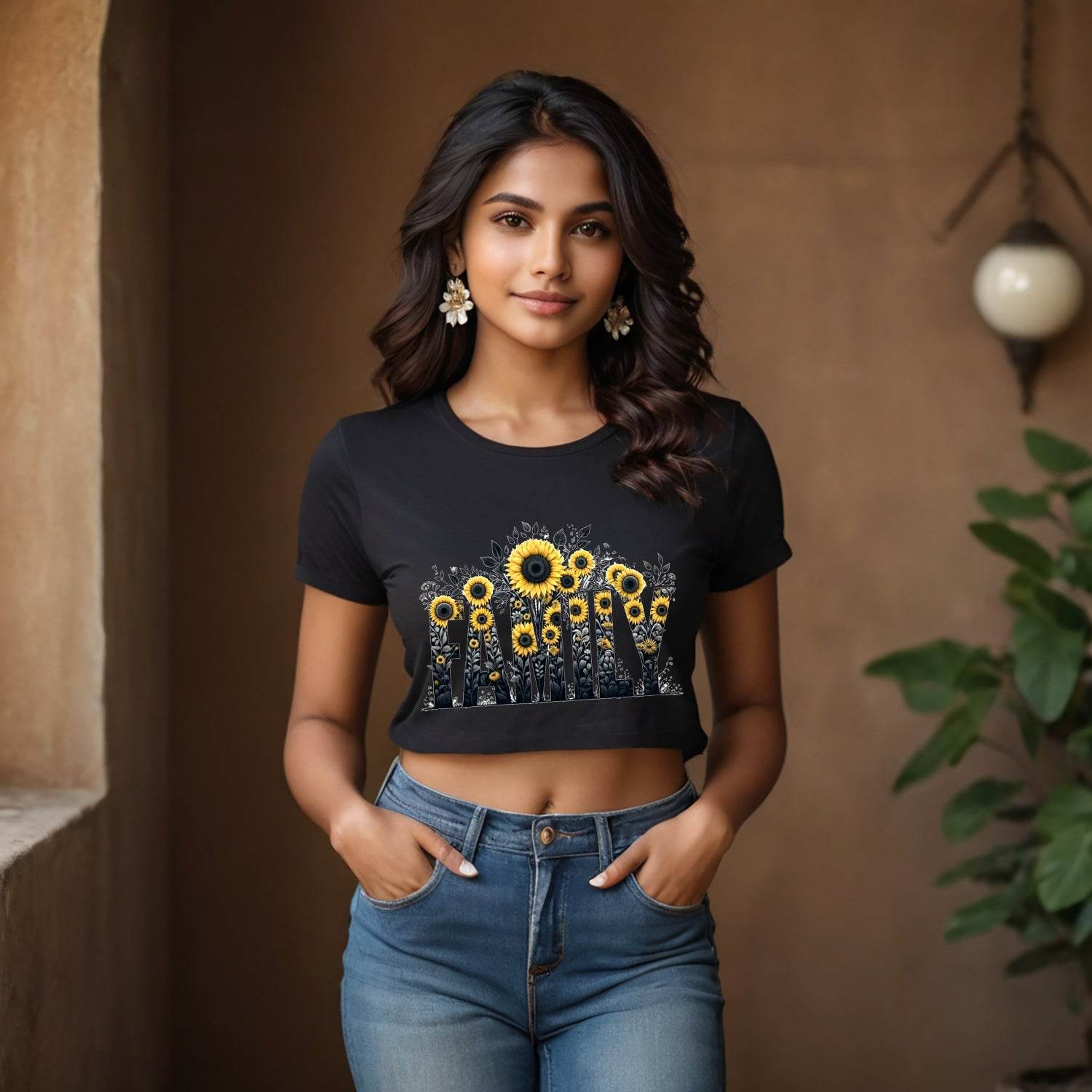 Sunflower Family - Unisex Round Neck Regular Fit 100% Combed Cotton Half Sleeve T-Shirt - Mojilo Mart