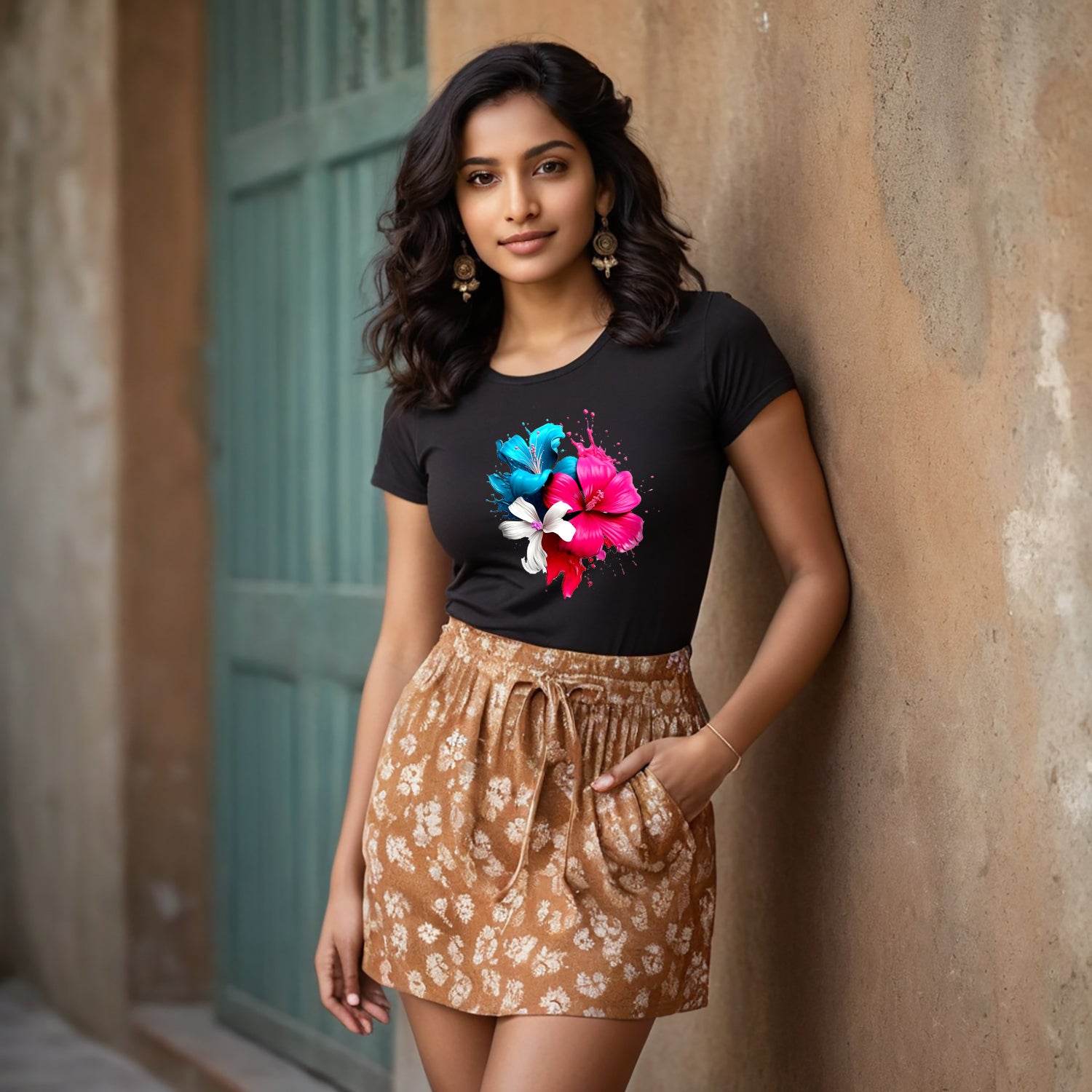 Pink Fantasy Flowers Tshirt - Unisex Round Neck Regular Fit 100% Combed Cotton Half Sleeve T-Shirt - Mojilo Mart