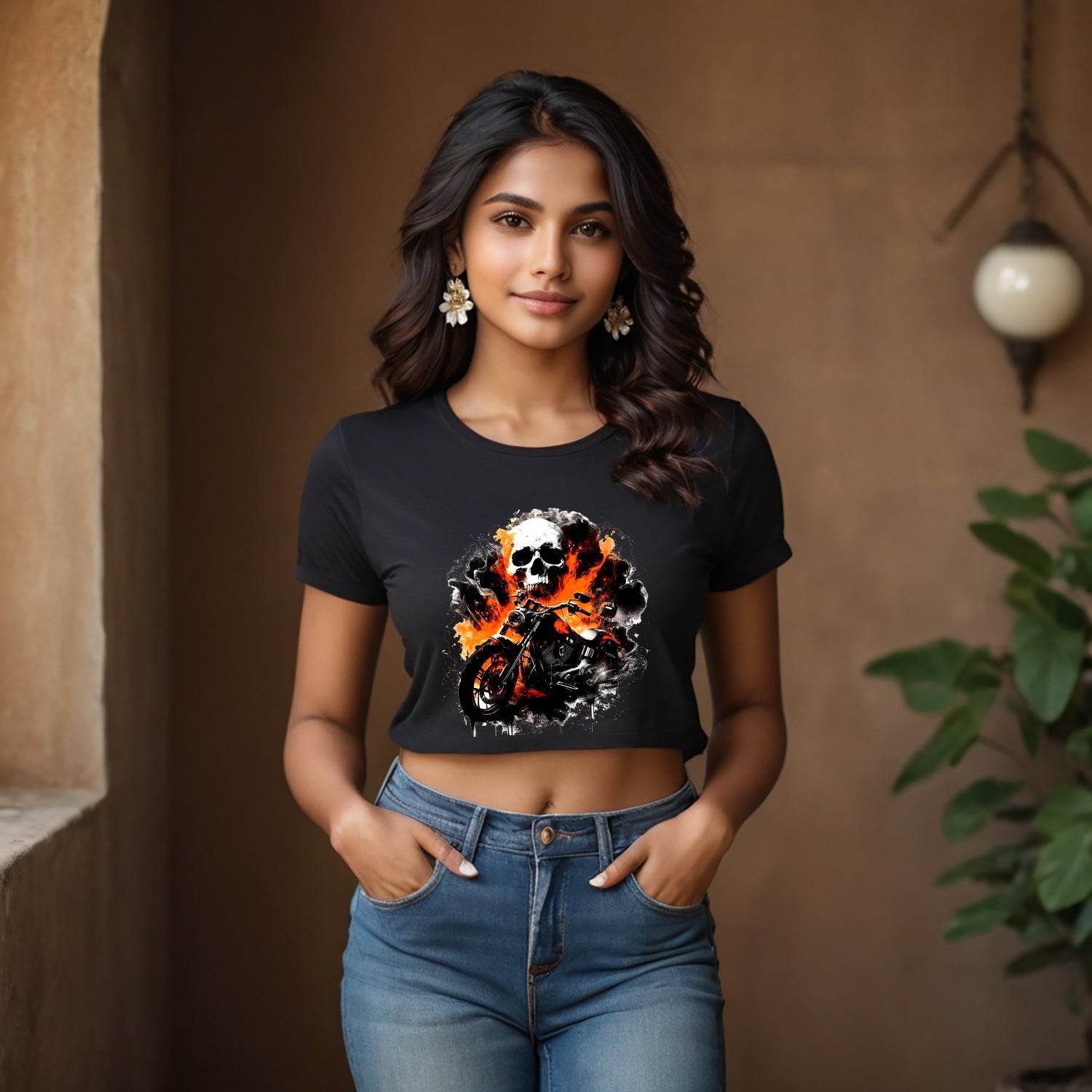Handsome Skull Motorcycles Diamond Art Painting Kits for Adult - Unisex Round Neck Regular Fit 100% Combed Cotton Half Sleeve T-Shirt - Mojilo Mart