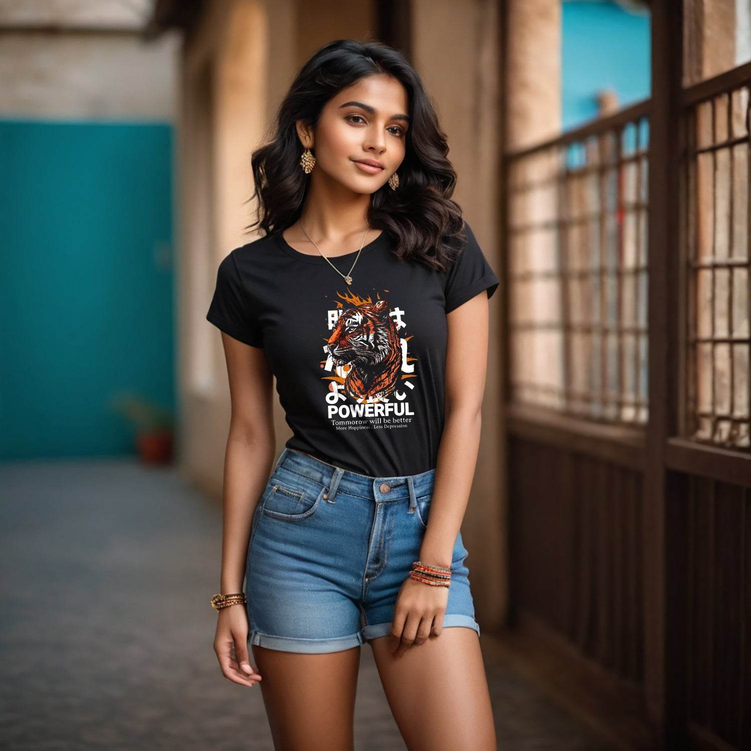 Powerful TIGER - Unisex Round Neck Regular Fit 100% Combed Cotton Half Sleeve T-Shirt - Mojilo Mart